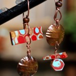 Klimt-inspired Asymetrical Earrings with Copper