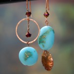 River Rock and Copper Asymetrical Earrings